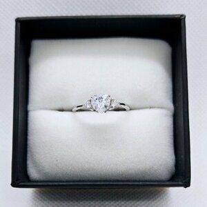 Sterling Silver 925 CZ Heart-Shaped Anniversary Ring Engraved I LOVE YOU